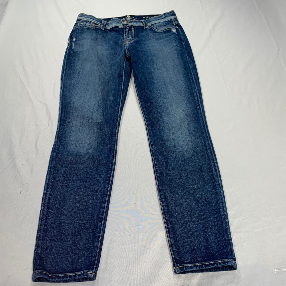 7 For All Mankind The Skinny Crop & Roll Blue Denim Jeans AU0088525A Size 27